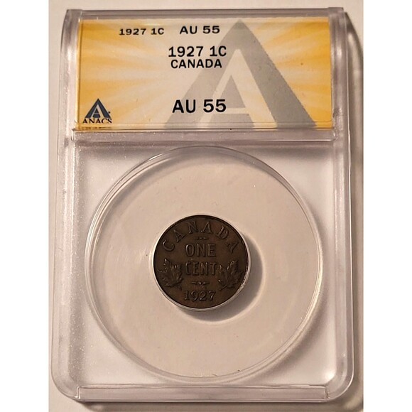 Canada George V 1927 Cent AU55 ANACS - Picture 1 of 4